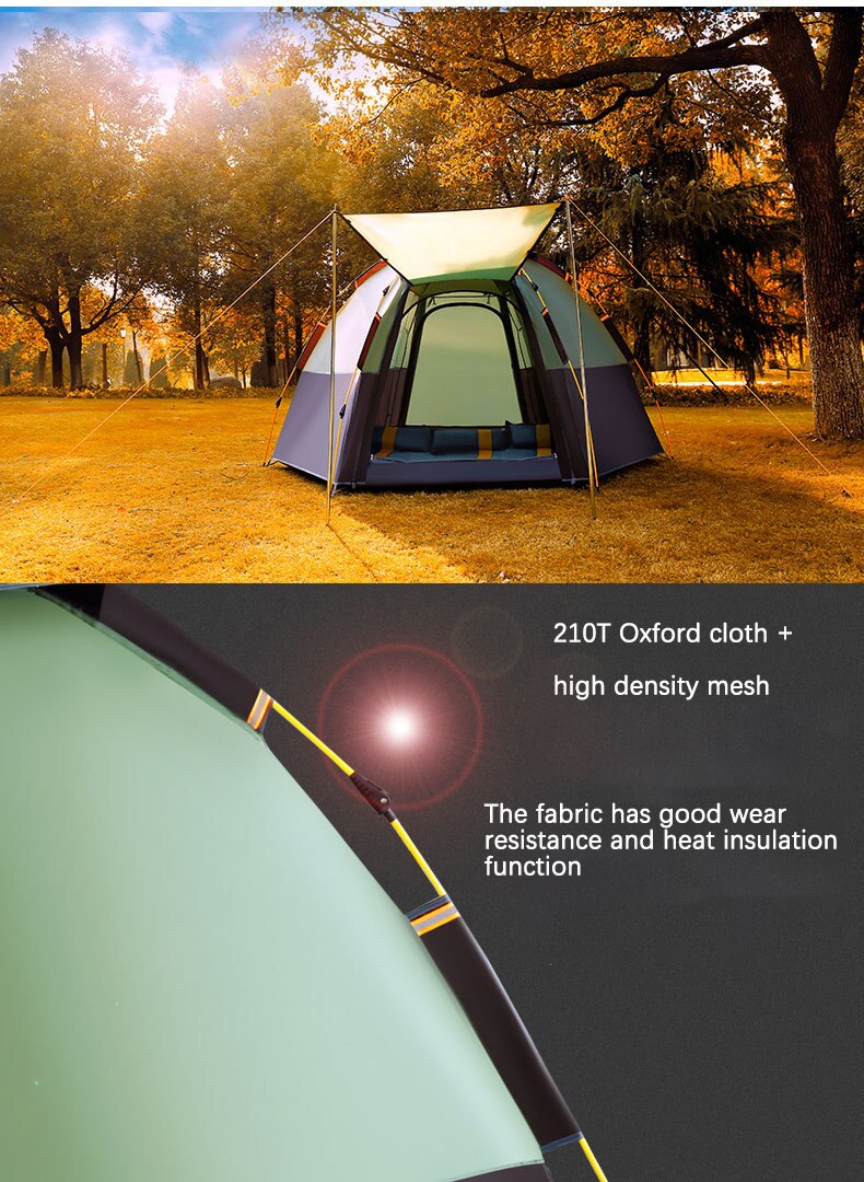 Cheap Goat Tents Automatic Outdoor Double Layer Hexagonal Tent Speed Opening 5 8 People Camping Rainproof Sunscreen Family Outing Equipment